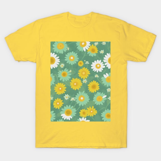 Daisy flower pattern T-Shirt by Spaceboyishere